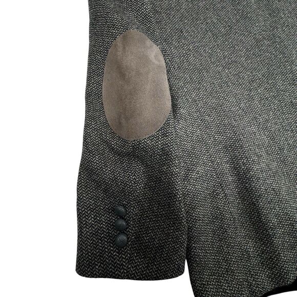 VTG Hunt Valley Mens 48R Wool Herringbone Tweed Blazer Elbow Patch Sport Coat - Picture 7 of 16